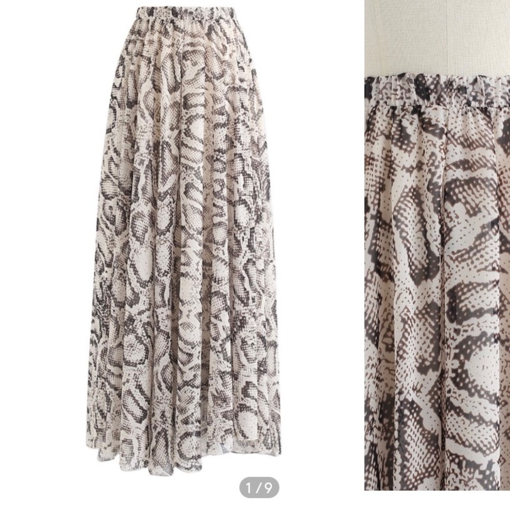 Snakeskin, chiffon, midi skirt